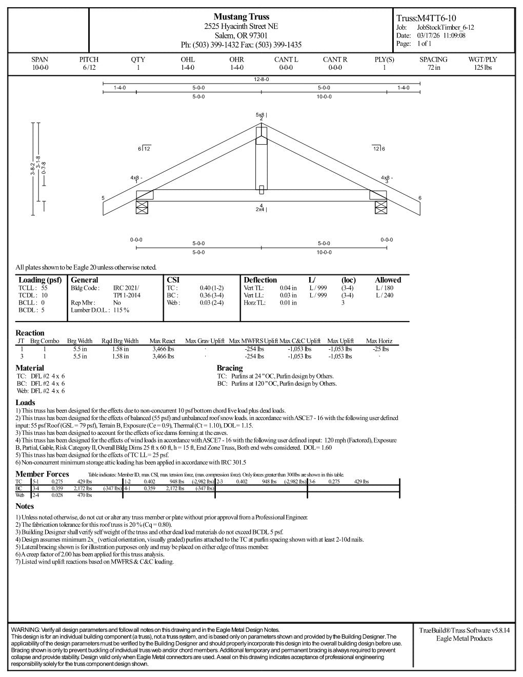 Mustang Timber Truss M4TT6-10