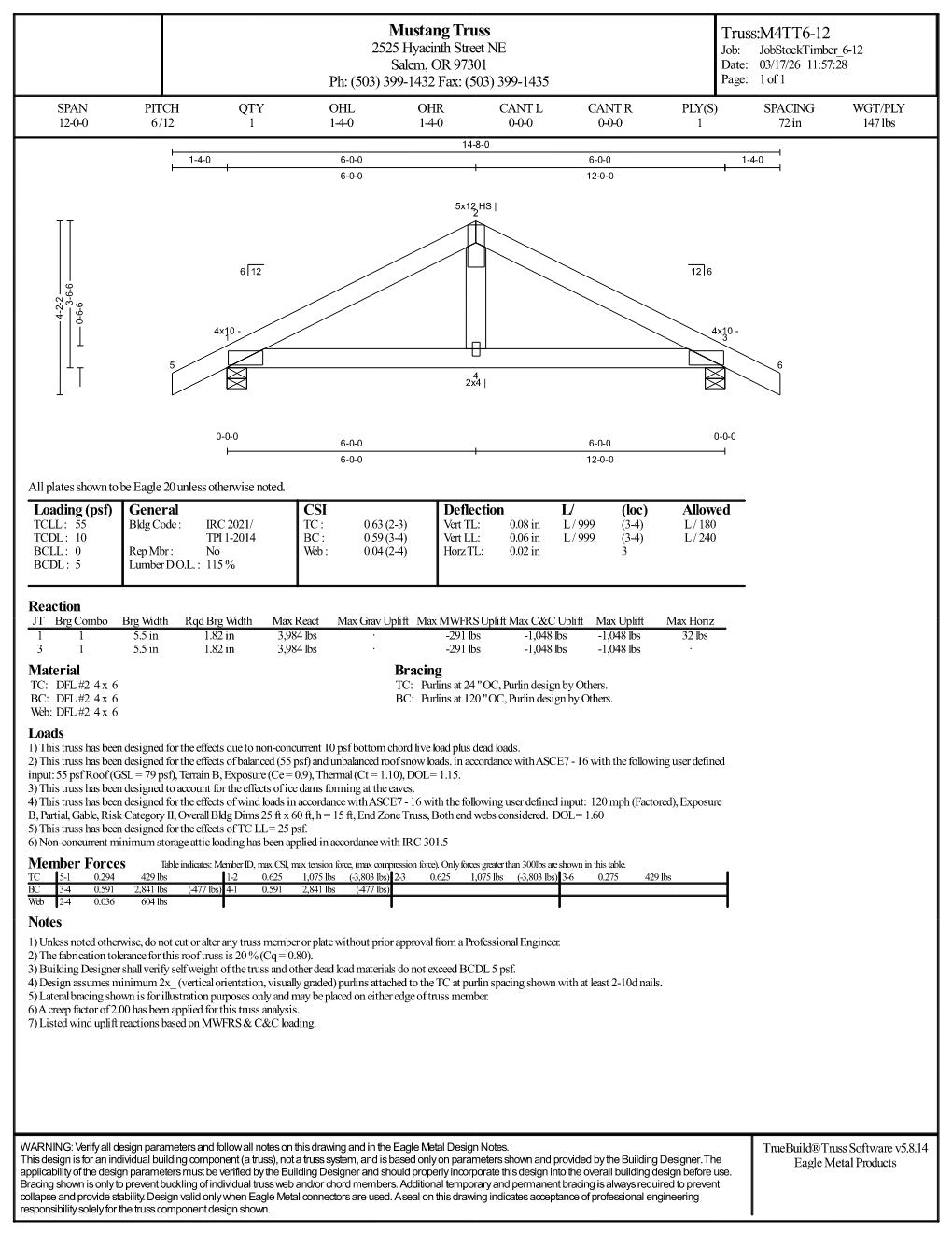 Mustang Timber Truss M4TT6-12